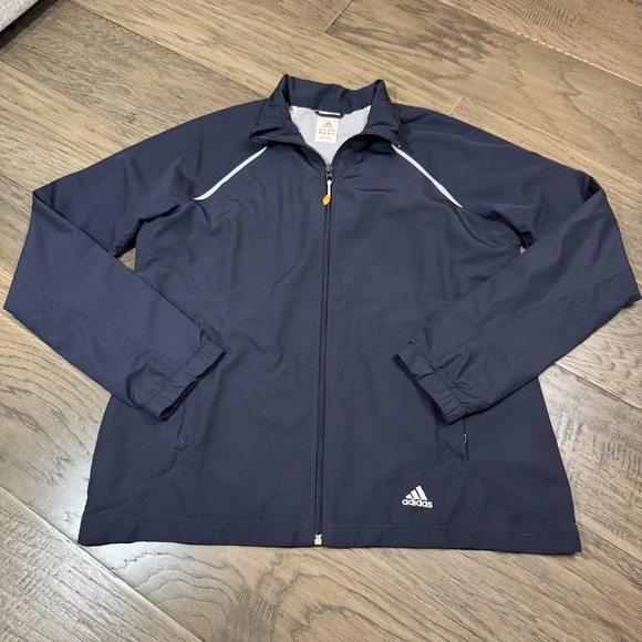 Adidas Track Jacket Women's Navy Blue Lightweight Breathable Size‎ L Y2K 2009 - Picture 1 of 12